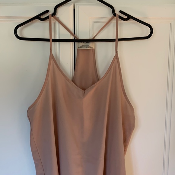 High Low beige racer back cami Tunic Tank top M - Picture 2 of 6